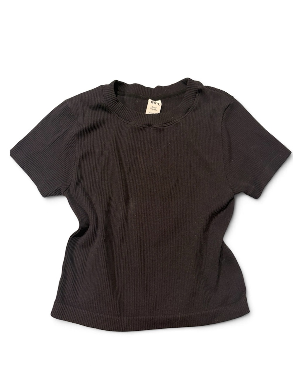 JoyLab Black Ribbed Short Sleeve Crop Top